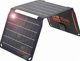 FlexSolar 15W USB Solar Panel Small Portable Foldable Solar Charger (5V/3A Max), Mobile Solar Panels Compatible with Cell Phone iPad, IP67 Waterproof Mini Solar Panels for Backpacking, Camping, Hiking product image
