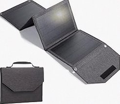 35W Portable Solar Charging Panel with USB-A/Type-C/DC Ports for Mobile Phones, Waterproof Smartphone Battery Charger, Foldable Solar Panel for Emergency Camping, Outdoor and Travel (Grey) product image