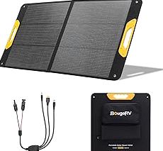 BougeRV 100W Portable Solar Panel, Fiberglass Solar Charger, Up to 25% Conversion Hight Efficiency, N-Type Foldable Solar Panel, IP65 Water Resistant for Camping, RV, Van, Boat, Hiking & Off-Grid Use product image