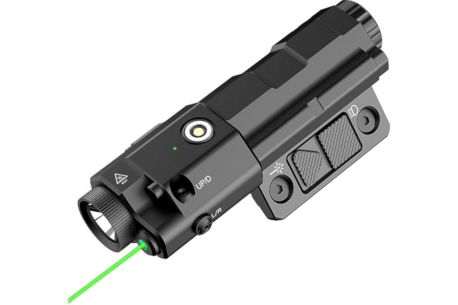 Gmconn 800 Lumens Pistol Light and Green Red Blue Laser Combo, Tactical Flashlight with Beam for Pistol with Rail (Blue Laser) product image