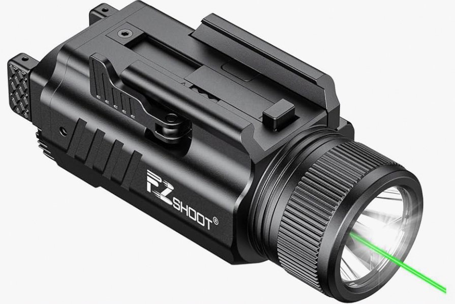 TOUGHSOUL 1200 Lumens Picatinny Rail Mount Pistol Light Green Laser Combo, White LED Flashlight with Green Beam Powered by Built in Rechargeable Battery product image