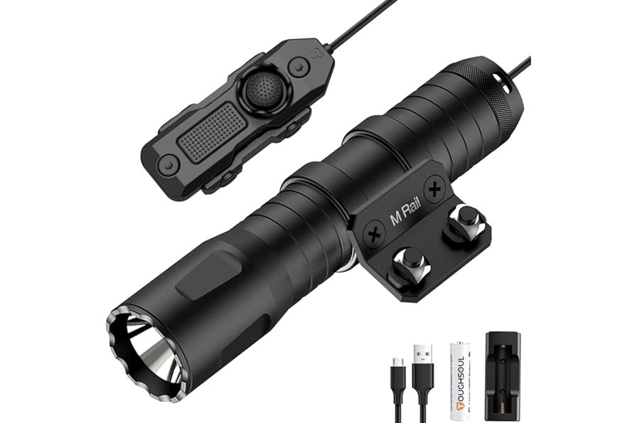TOUGHSOUL M-Rail Green Laser Tactical Flashlight 1250 Lumens, Rechargeable Flashlight with Remote Pressure Switch LED Light with Rechargeable Batteries and Charger Included (M-Rail-Light+Laser) product image