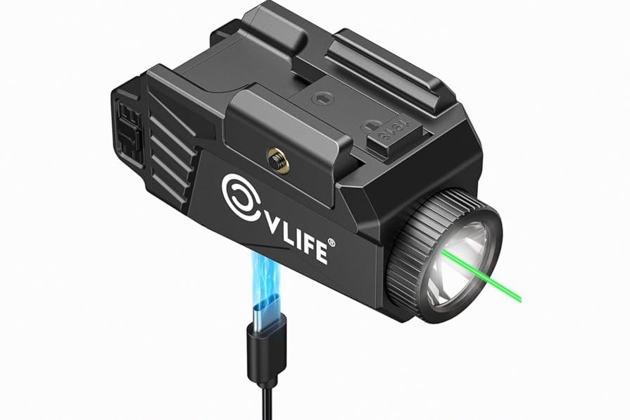 CVLIFE 1500 Lumens Pistol Flashlight Magnetic Rechargeable, Gun Light for Pistol with Quick Install Adjustable Rail, Picatinny Flashlight with Strobe Function product image