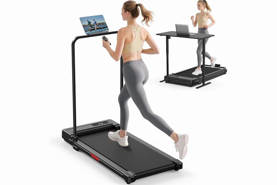 Walking Pad Treadmill for Home - Folding Treadmills with Handle Bar Portable Compact Fold up Indoor Foldable Handles Electric Walk Pads Small Spaces Mini Running Quiet Under Bed Office product image