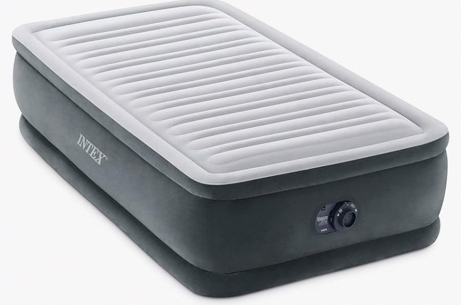 Intex Twin Size Air Mattress, 18in Height, Built-in Pump, Dura-Beam Deluxe Comfort-Plush - Portable Inflatable Blow-up Bed for Camping, Travel, Guests product image