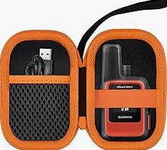 Protective Carrying Case for Garmin inReach Mini 3/ Mini 3 Plus/Mini 2/ Mini Satellite Communicator, Black Case + Orange Zipper- Flaxune product image