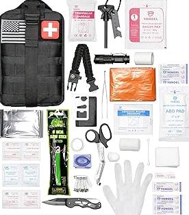 Gifts for Men Dad Christmas LUXMOM Survival Kit and First Aid Kit, 142Pcs Professional Survival Gear and Equipment with Molle Pouch, for Men Camping Outdoor Adventure product image