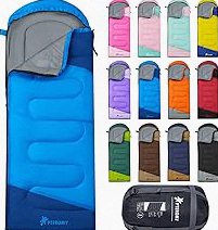 Sleeping Bag 4 Seasons Adults & Kids for Camping Hiking Trips Warm Cool Weather,Lightweight and Waterproof with Compression Bag,Indoors Outdoors Activities product image