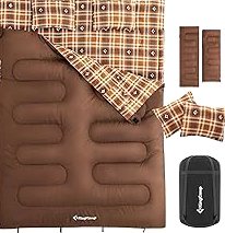 Amazon Basics 40°F Cold Weather Two-Person Sleeping Bag for Outdoor Camping, Queen Size XL, 87" x 59", Olive Green product image