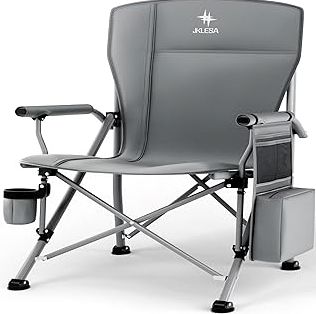 TIMBER RIDGE Oversized Camping Chair with Lumbar Support, Portable Folding Chair Heavy Duty for Adults Supports 450 LBS for Outdoor Camping Lawn, with High Back, Cup Holder, Side Pocket, Blue product image