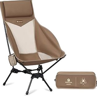 Portable Camping Chair 2 Pack with Foldable Canopy, Folding Outdoor Chair with Cup Holder & Side Pocket for Camping, Hiking, Picnic, Beach (Black) product image