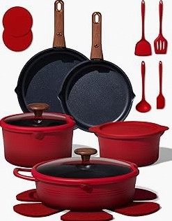 Camping Cookware Set Lightweight Portable Pot Pan Kettle Cups Spoon Fork Cutter with Carry Bag for Camping, Backpacking, Outdoor Cooking and Picnic product image