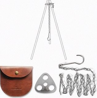 Bisgear Portable Backpacking Stove Canister Stand Tripod Stainless Steel Cup Flatware Mess Kit - Cooking Set - Camping Gear product image