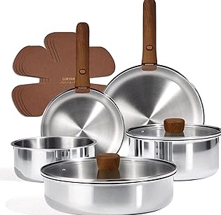 Non-Stick Cookware Set, 13 Piece Set Portable Lightweight Cast Iron Pots and Pans with Glass Lids and Nylon Utensils for Outdoor Camping Picnic Travel Cookware Black product image