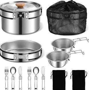 Lixada 33PCS Camping Cookware Kit Cookware Mess Kit Outdoor Cooking Utensils Kit with Tableware Collapsible Bowl Pan for Family Hiking Travel Picnic Fork product image