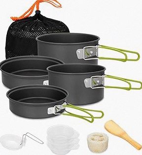 BY-J Titanium Camping Cookware Set-2200ml+1200ml+700ml Titanium Pot with Lid and Foldable Handle, Compact Backpacking and Travel Kitchenware for Camping, Hiking and Fishing (3 Piece-Set) product image