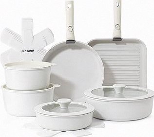 15Pcs Pots and Pans Set Non Stick, Cookware Sets with Detachable Handle, Nonstick RV Kitchen Cooking Tools Removable Handles, Oven Safe, Induction Fast, Stackable Induction Cookware,Black product image