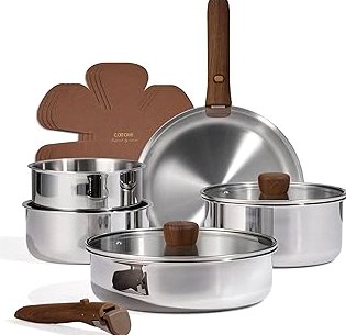 Peidesi Camping Cookware Mess Kit, Portable Camp Stove Pots and Pans Set, Carabiner, Folding Knife, Fork Spoon Kit, Carry Mesh Bag, for Backpacking product image