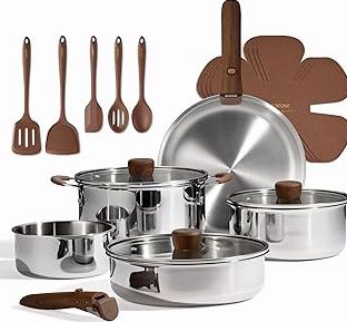 Ammeloo 21 Pcs Pots and Pans Set Non Stick with Detachable Handle & Grill Pan, Induction Ceramic Cookware Set, Non Toxic Kitchen Pots and Pans Set for RVs,Camping, Oven/Dishwasher Safe, Black product image