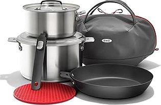 Odoland Camping Cookware Mess Kit, Non-Stick Lightweight Camping Pot and Fry Pan Set with Mesh Bag for Backpacking, Outdoor Cooking and Picnic product image