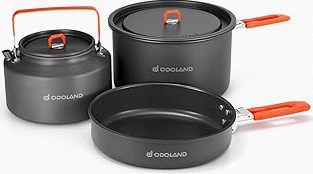 Portable 18/8 Stainless Steel Camping Cookware Set 11 Pcs - Nesting Design, Large Capacity Pots and pan with Kettle, Compact for Picnic & Family Outdoor Cooking (4-8 People) with Carry Bag product image