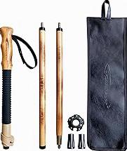 Trekking Poles- 1-pc Pack - Adjustable Hiking or Walking Stick –Strong, Natural Beech Wood - Quick Adjust Flip-Lock - Beech Wood Grip, Leather Strap product image