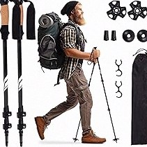 GPTCAMP Nordic Walking Stick, TPZ-1, 2pc Folding Collapsible Hiking Poles with Metal Quick Lock, Cork Handle, Lightweight 7075 Aluminum Trekking Poles for Seniors Women Men Hiking Gear product image