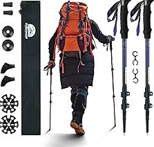 Aihoye Trekking Hiking Poles - 2 Pack Adjustable Walking Sticks, Collapsible Lightweight Aluminum 7075, Hiking Sticks with Quick Flip-Lock and Comfortable Cork Grips product image