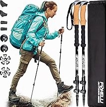 Foxelli Carbon Fiber Trekking Poles – Lightweight Collapsible Hiking Poles with Cork Grips, Quick Flip Locks & All-Terrain Accessories – Adjustable Height Hiking Sticks for Men & Women product image