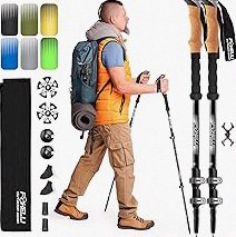 Foxelli Trekking Poles – Lightweight Collapsible Aircraft Grade Aluminum Hiking Poles with Cork Grips Quick Locks & All-Terrain Accessories – Pair of 2 product image