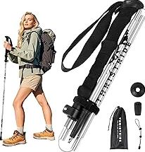 GPTCAMP Hiking Stick,1PC Trekking Pole Collapsible Hiking Pole,Lightweight Folding Adjustable Travel Walking Stick with EVA Foam Grip for Men Women,Blue product image