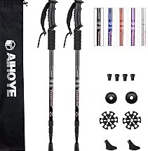 Premium Foldable Hiking Poles by USA Brand - Adjustable, Lightweight Trekking Poles Made of Aircraft Aluminum, Metal Flip Locks & Comfortable Real Cork and EVA Foam Grips product image