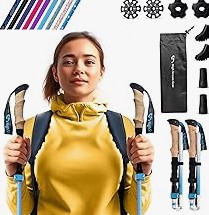 Ultralight Foldable Trekking Poles with Top-Mounted Camera Holder, 1/4" Thread, for Women, Men, and Seniors, Plus Tip Kit product image