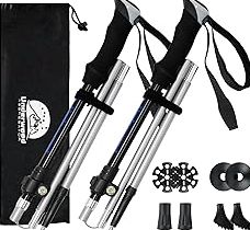 Walking Sticks for Men & Women - 14.5" Foldable Hiking Poles for Backpacking, Exercising and Traveling, Set of 2 Aluminum Nordic Collapsible Trekking Poles product image