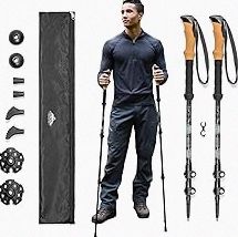 100% Carbon Fiber Hiking Trekking Poles - Ultra Strong Carbon Hiking Sticks with Cork Grips & Quick Flip Locks, 2 Pcs Lightweight Hiking Poles & All-Terrain Accessories for Women & Men, Senior product image