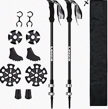 BISINNA Carbon Fiber Trekking Poles Collapsible Hiking Poles Lightweight Walking Sticks with Cork Handle Quick Lock for Women and Men 2pc product image