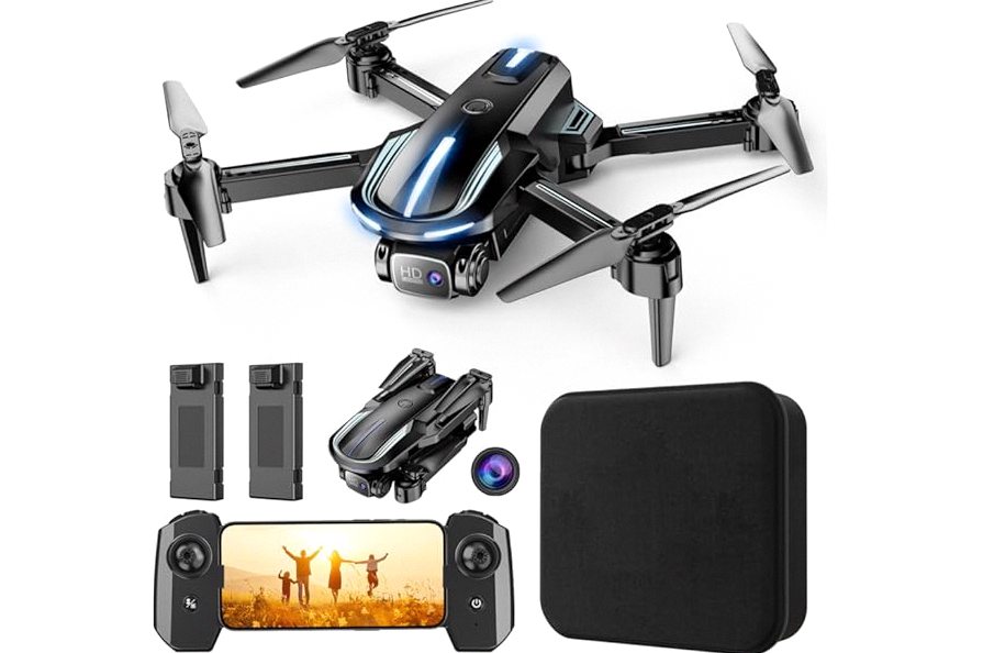 AVIALOGIC Mini Drone with Camera for Kids, Remote Control Helicopter Toys Gifts for Boys Girls, FPV RC Quadcopter with 1080P HD Live Video Camera, Altitude Hold, Gravity Control, 2 Batteries, Black product image