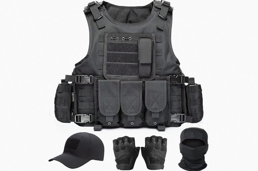 VPZenar Tactical Vest for Men, Airsoft Vest, Black Molle Vest and Cap Protective Equipment, Tactical Airsoft Gear product image