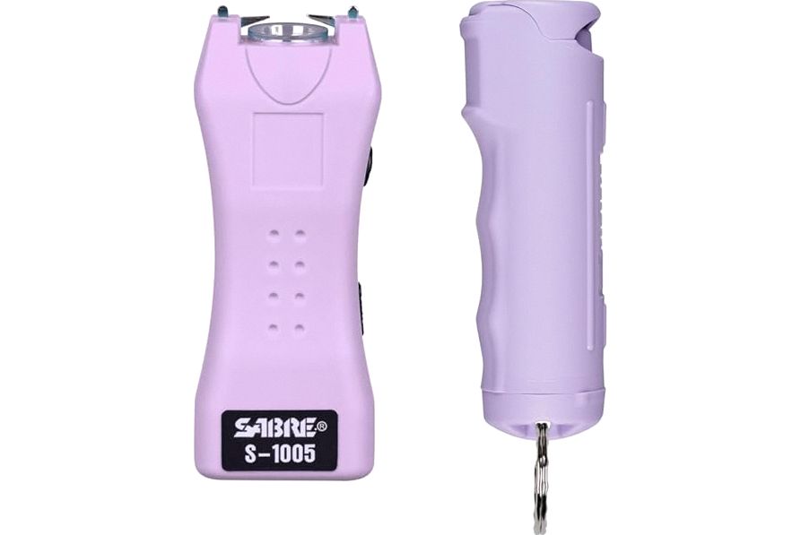 SABRE Pepper Spray & 2-in-1 Stun Gun with Flashlight, Self Defense Kit, Fast Flip Top Safety, Finger Grip for Better & Faster Aim, Painful 1.60 µC Charge, 120 Lumen LED Light, Rechargeable, 0.54 fl oz product image