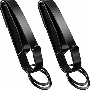 Tactical MOLLE Clip with Quick-Release Metal Hook & Nylon Webbing T-Mount | Secure Gear Attachment for Backpack, Vest, Belt, Car Seats & EDC(Black) product image