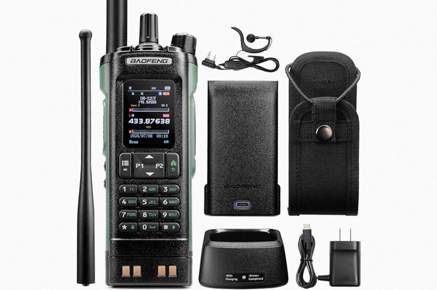 BAOFENG UV-25 PRO 10W Heavy Duty Radio Handheld Tri Band Baofeng Waterproof Radio Tri Band Ham Radios 999CH 5200MAh BatteryType-C Charging UHF VHF MW FM Air NOAA Multi-Band Receiver (Yellow) product image