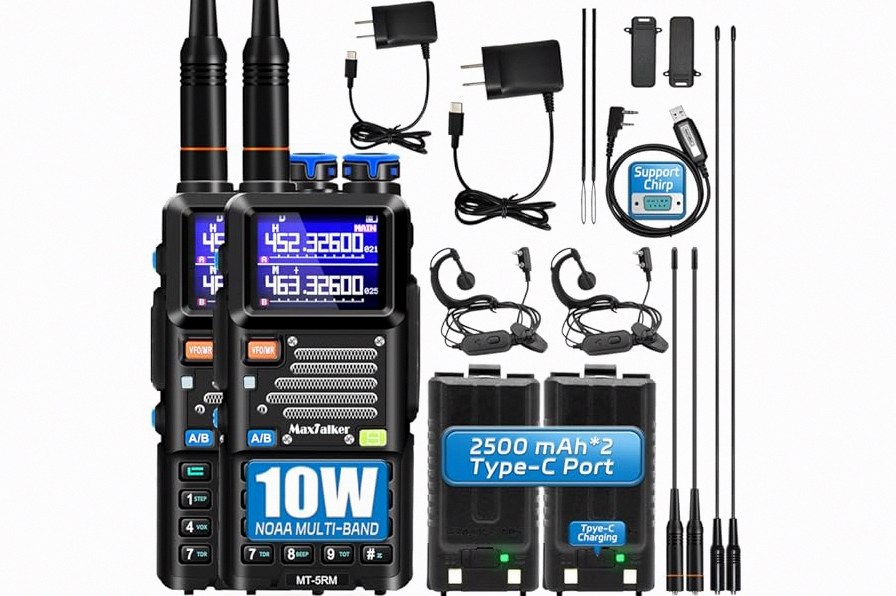 MaxTalker 5RM Ham Radio 10W Long Range Handheld NOAA Weather Receiver 2500mAh Battery 5RM Radio with Programming Cable,771 Antenna,2Pack product image
